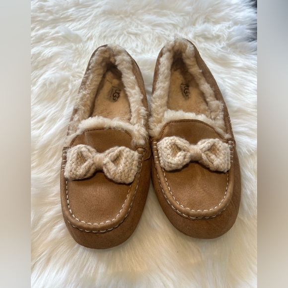 UGG ANSLEY FUR BOW slipper size 10 chestnut color - Picture 8 of 8